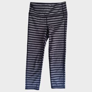 Athleta Womens Small Striped Leggings Black Gray Polyester Spandex